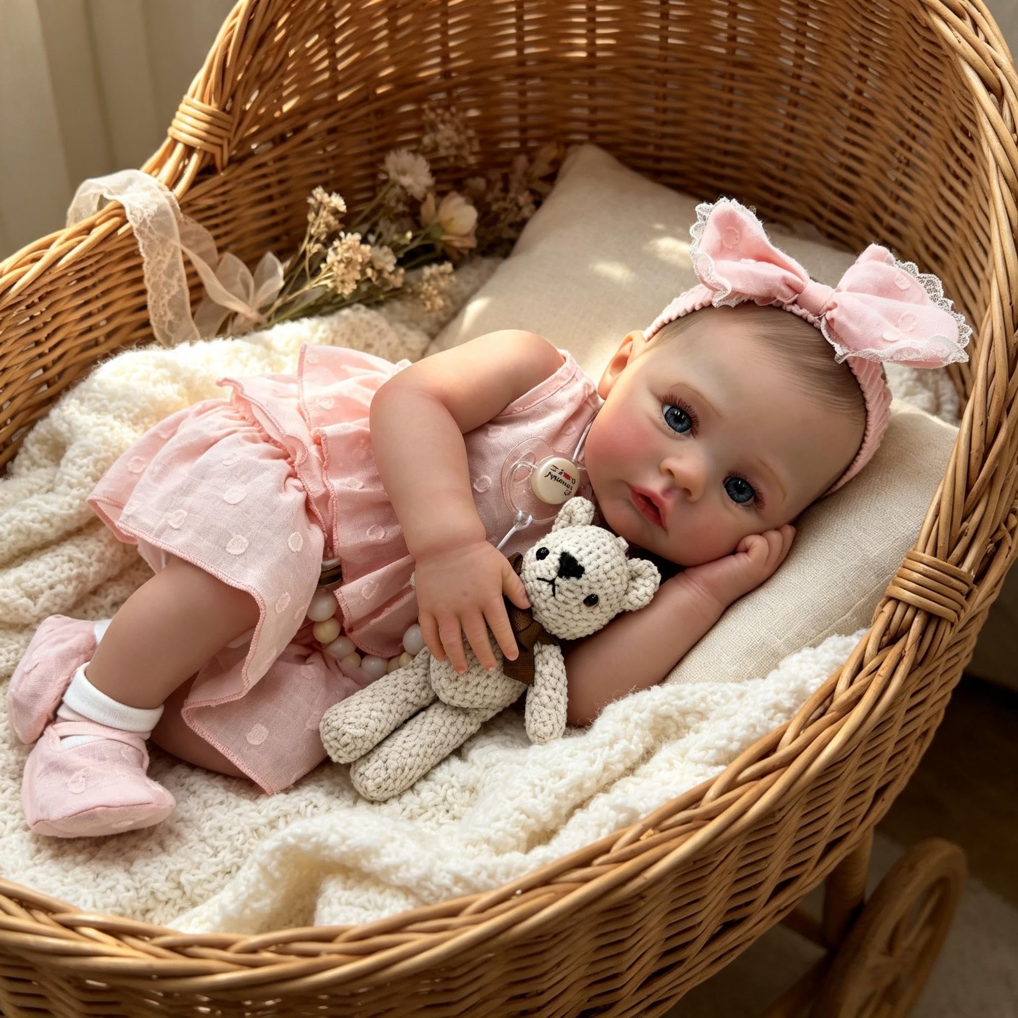 RXDOLL Reborn Baby Dolls silikonowe lalki na całe ciało, winylowe, 48 cm, realistyczna, anatomicznie poprawna, dziewczyna, prawdziwe życie, Reborn Dolls Full Silicone Baby Doll dla dziewczynek 3+