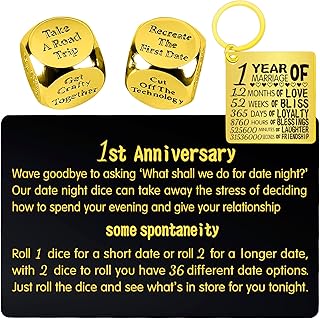1st Anniversary Metal Date Night Dice,1st Anniversary Keychain,First Year Anniversary for Couple,One Year Wedding Anniversary,1st Year Anniversary for Her,1 Year Paper Anniversary,1st Yr Anniversary