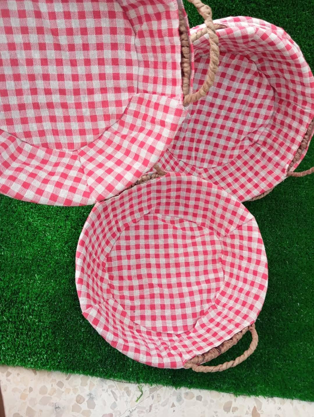 COSKIRA Round Bread Basket,Bread Storage Container,Woven Baskets,Decorative Baskets for Kitchen,Handwoven Fruit Basket,Large Storage Basket (Checks) 3