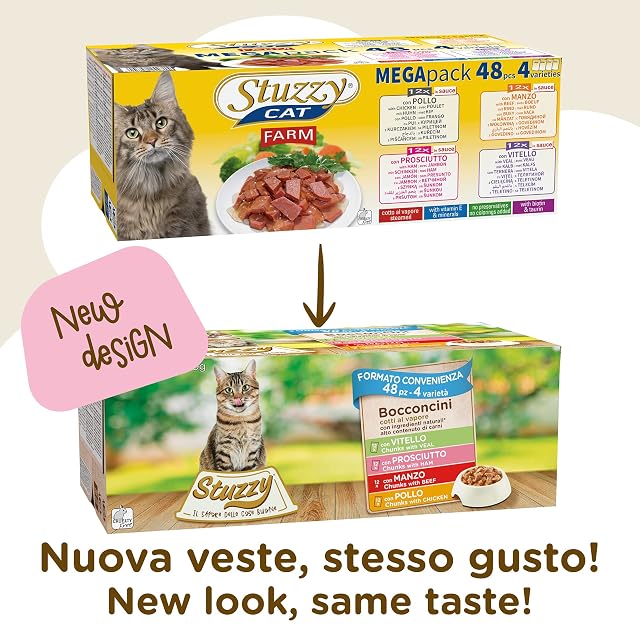 Foto 2 de 4 de Stuzzy, Comida Húmeda para Gatos Adultos, Varios Sabores, Bocaditos en Salsa