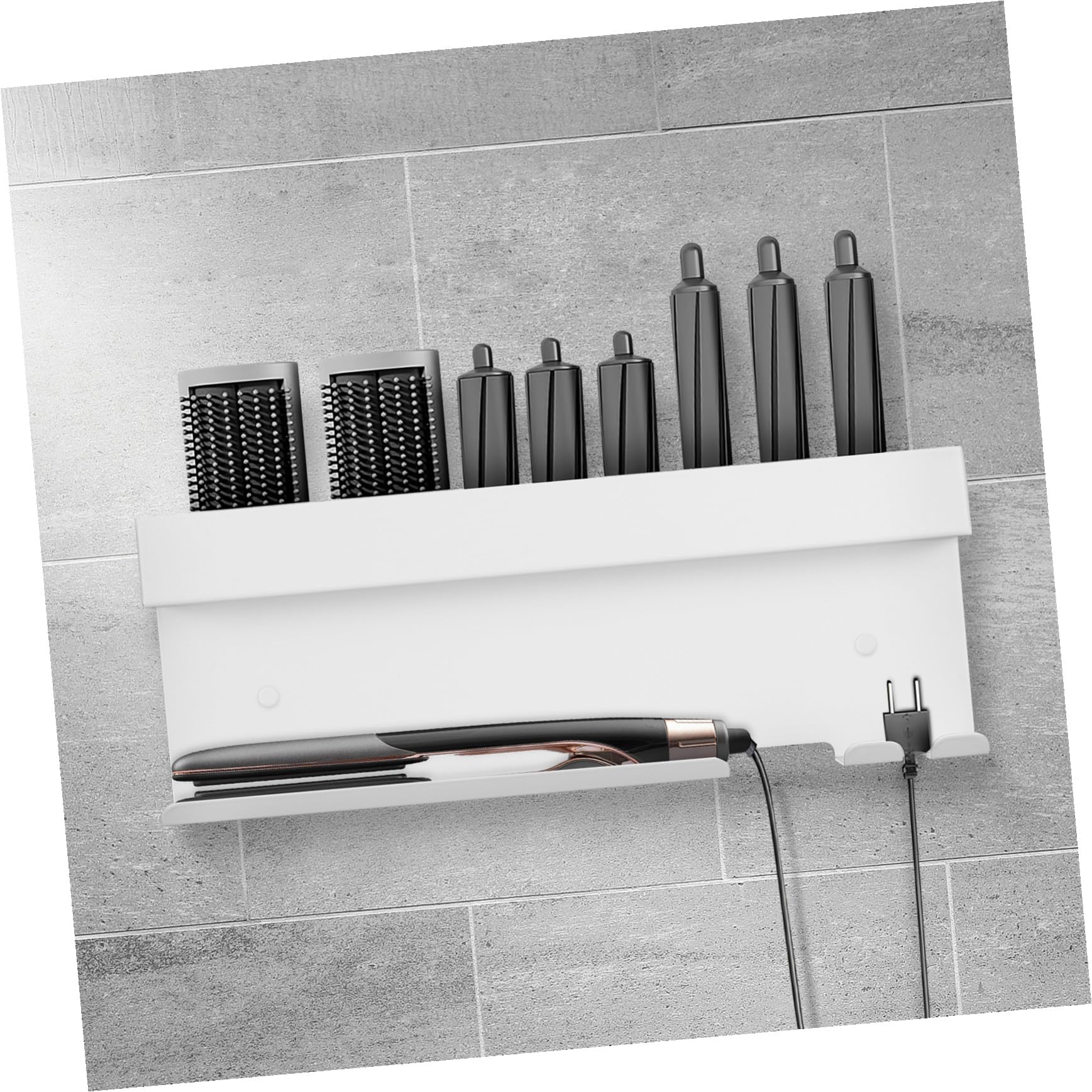Toyvian Aluminium Haartrockner Halterung Ohne Bohren Wandhalterung für Föhn Glätteisen und Lockenstab Multifunktionaler Badezimmer Organizer mit Hitzebeständigem Ständer Platzsparend und