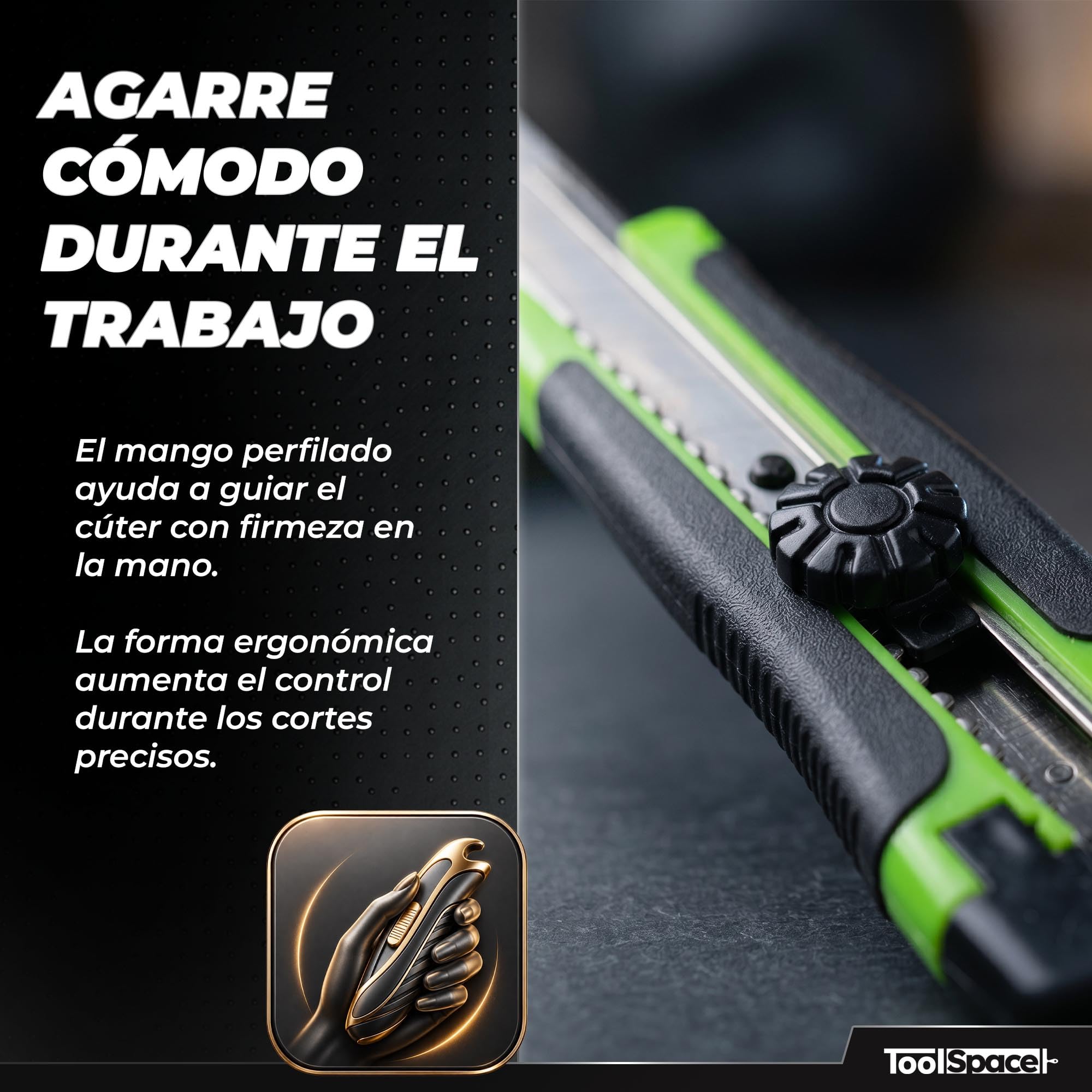 ToolSpace 12x Cúter Profesional 18 mm Con 22x Cuchillas SK5 Cuchilla Segmentada Mango Antideslizante Guía Metálica Cortador Para Cartón Papel Pintado Moqueta Plástico Bricolaje Taller Obra Pro Robusto