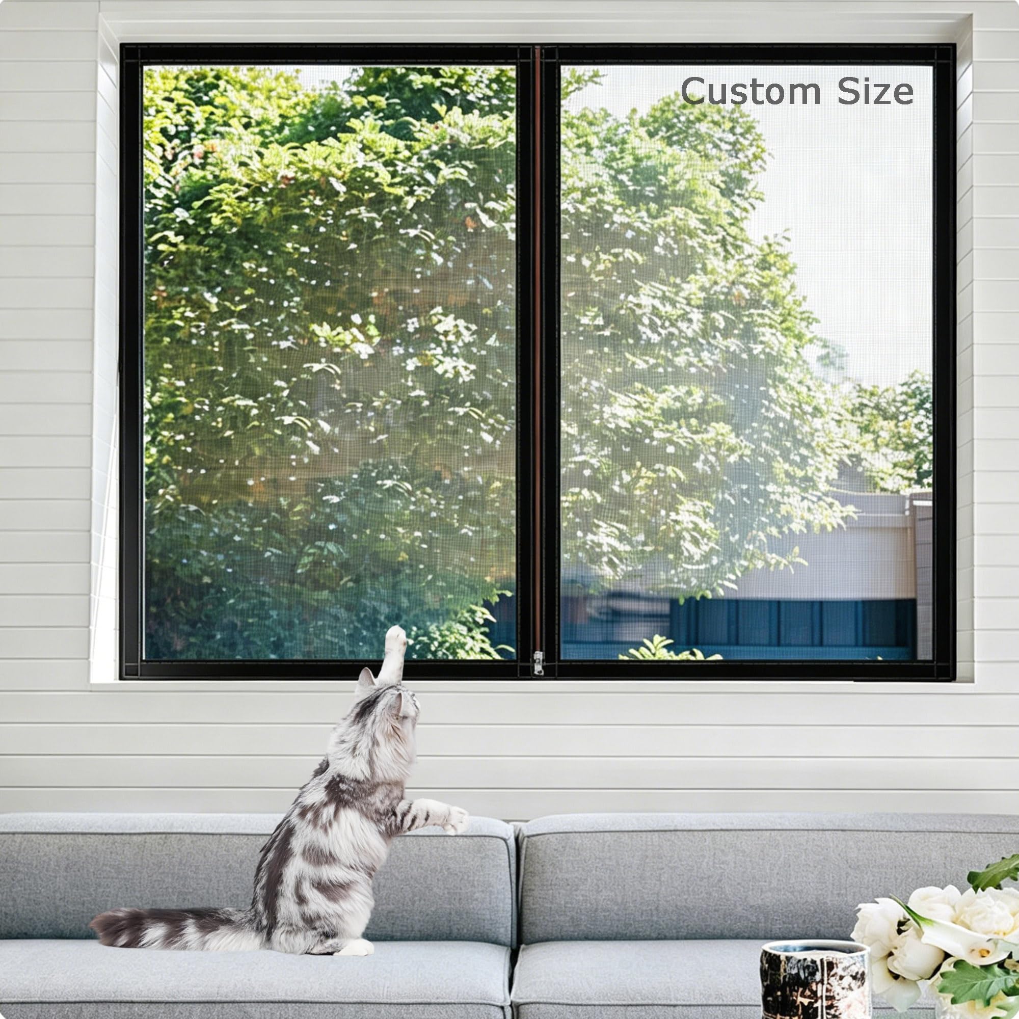 Xieminle White Sticky Tape, White Mesh Anti-Mosquito Window Screen, Custom Size Fly Screen, Insects Window Net To Keep Bugs Out, Cat Protection Guard Mesh, Self-Adhesive Netting For Balcony, Patio