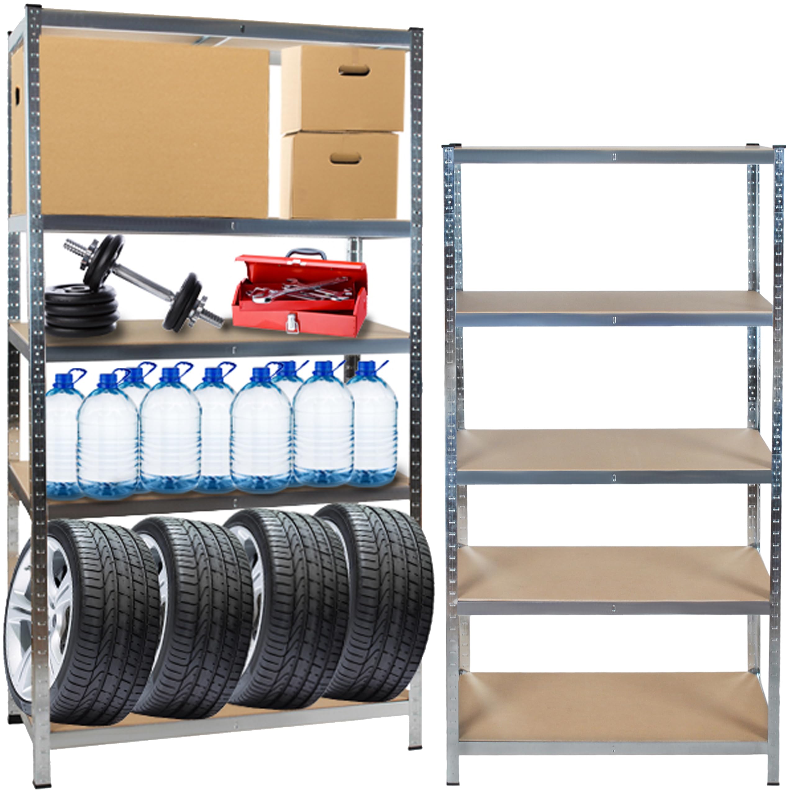 Schwerlastregal 220 x 100 x 45 cm bis 875 kg Belastbar Verzinkt Kellerregal Werkstattregal Lagerregal Steckregal Schrank Stahl 23766