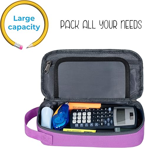 Miniatura 4 de Estuche grande para lápices, estuche duradero para bolígrafos con gran capacidad, bolsa de papelería portátil minimalista con asa para escuela,