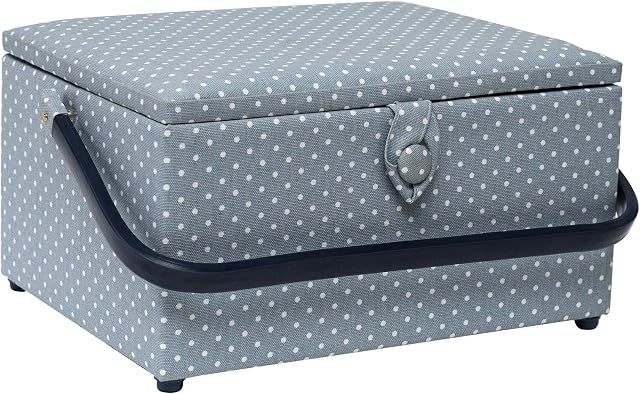 Korbond Sewing Basket - Large - Tiny Dots Design - 17 cm x 24 cm x 31 cm