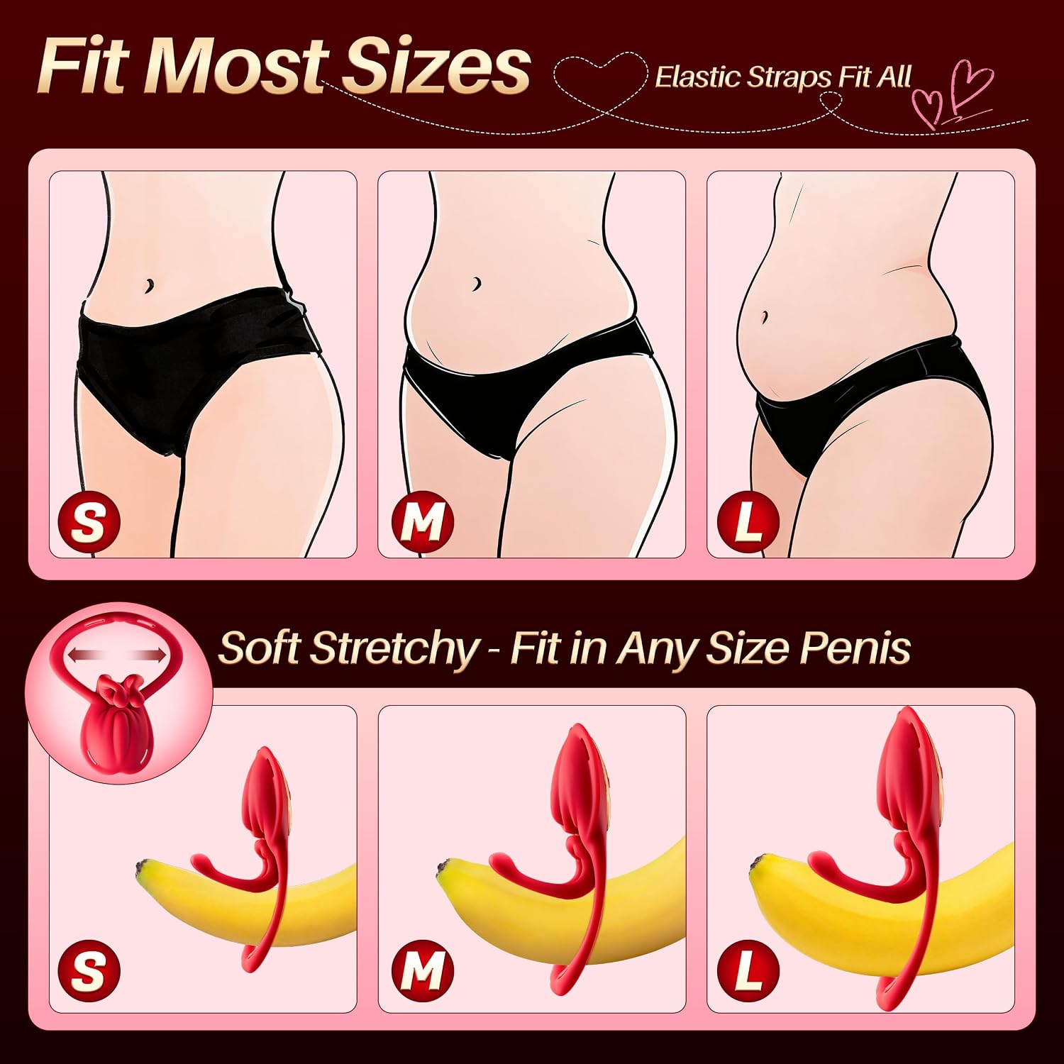 Couples Sex Toys Wearable Panty Vibrator, Hands Free G Spot & Clitoral Stimulator Female Adult Sex Toy, Vibrating Panties with Penis Ring Rose Toy for Women Couple Pleasure