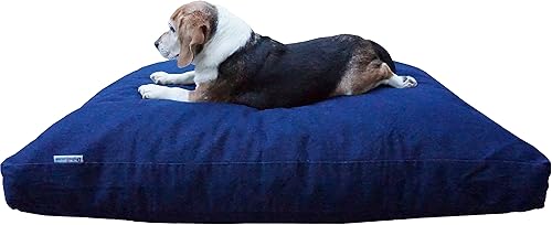 dogbed4less Cama de espuma viscoelástica para perros pequeños a medianos, forro impermeable y lavable a máquina, funda de mezclilla duradera para