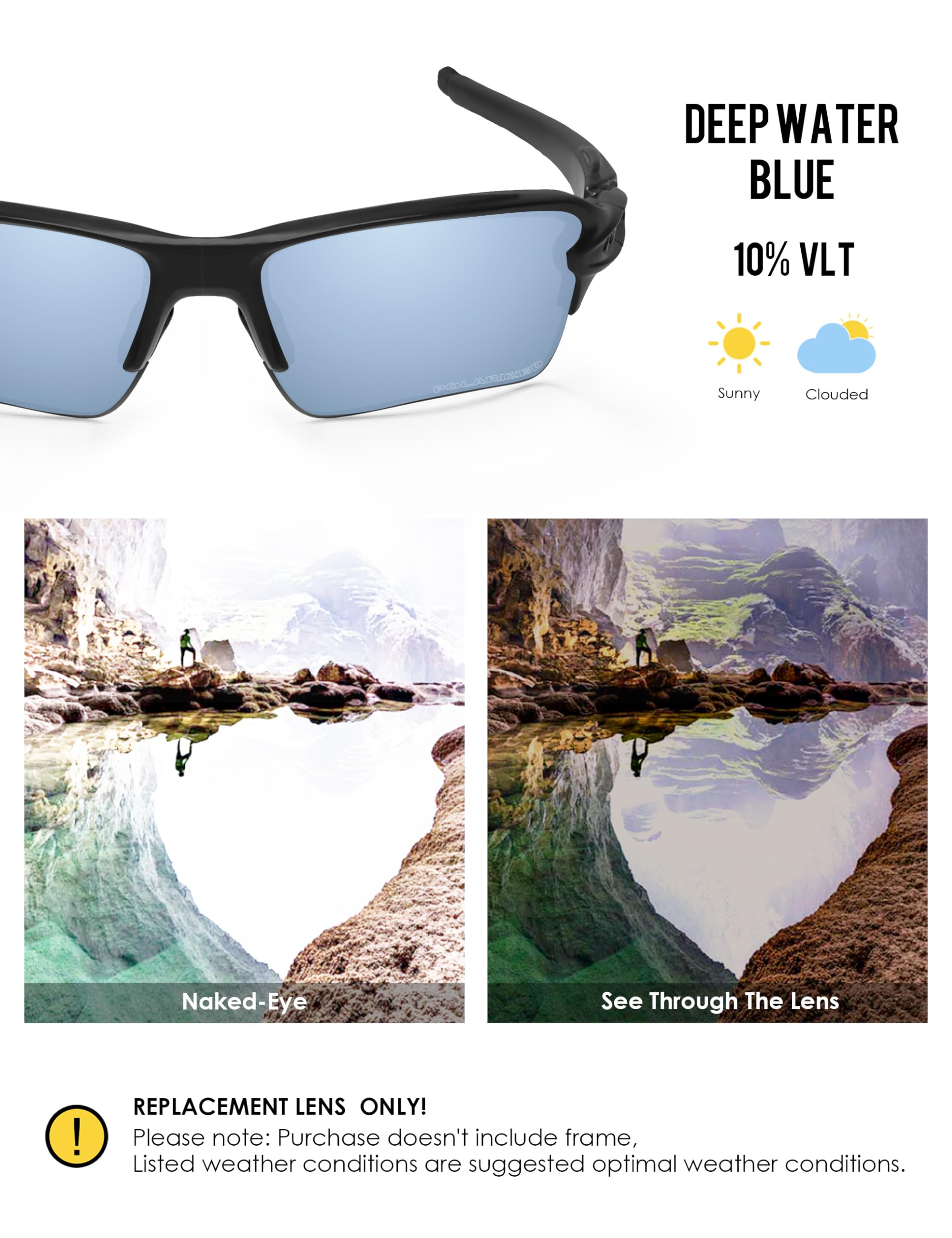 BLAZERBUCK Lentilles de rechange et kit de chaussettes pour lunettes de soleil Oakley Flak 2.0 XL OO9188