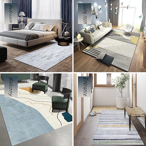 Miniatura 2 de ZZBBZZ-YJ Living Room Bedroom Kitchen Nordic Rectangular Rug Gray White Carpet Runner Balcony Entryway Bedside Home Soft Washable Durable Non-Slip