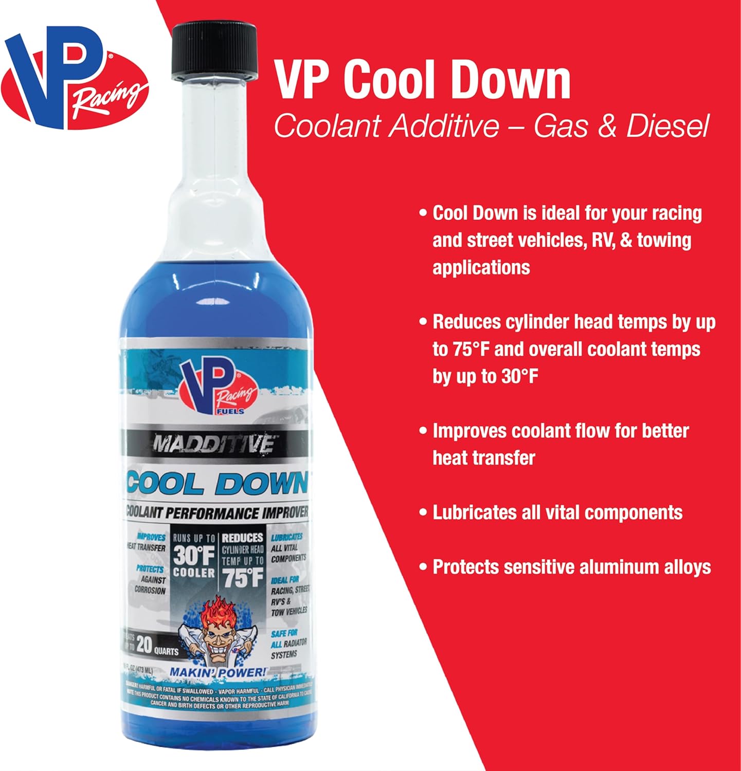 VP Racing Fuels 2085 Cool Down Coolant Performance Improver, 16 Ounces (6 Pack)