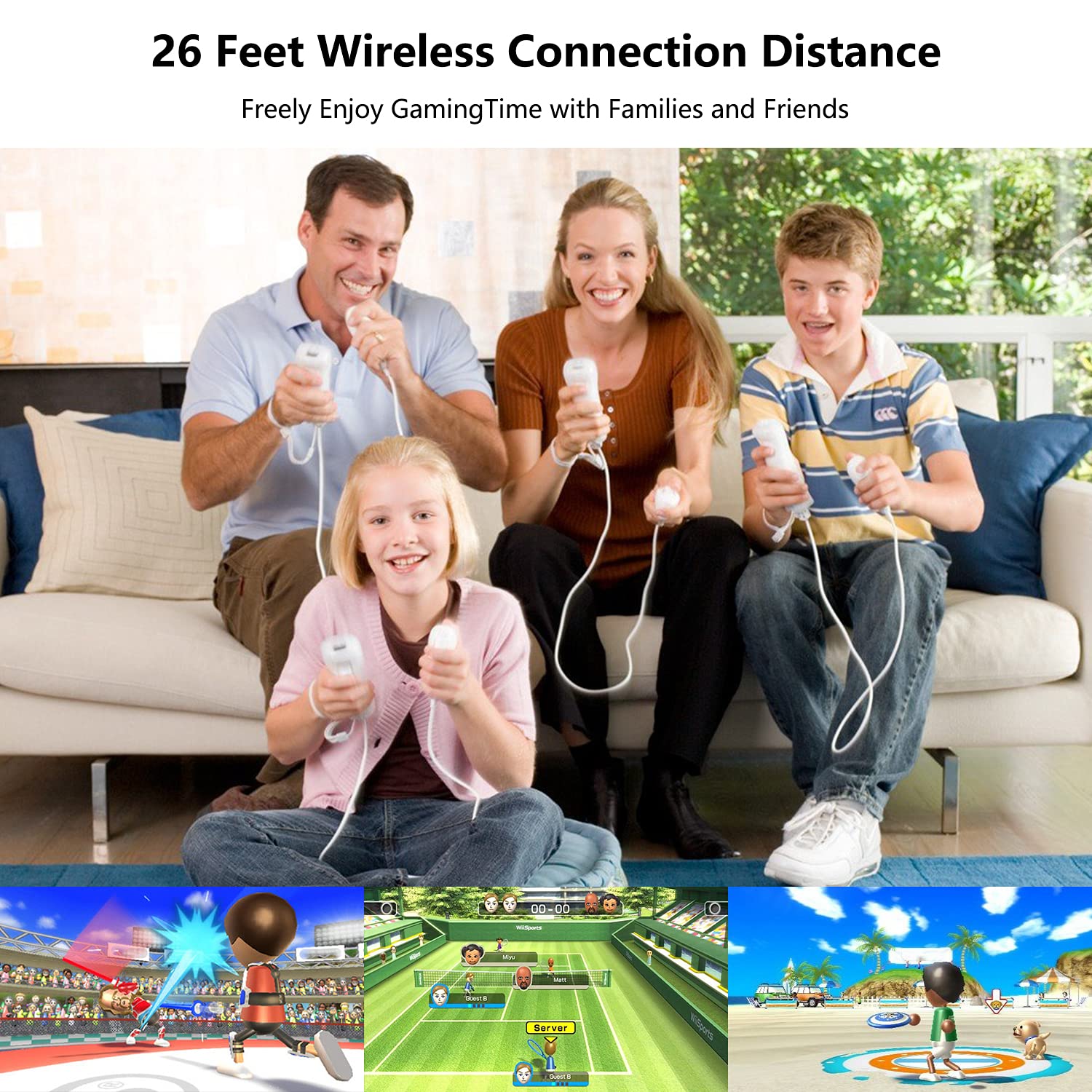 2 Manettes Wii Compatibles + Coques Silicone + Dragonnes - Tiers, Même Taille Que L'original - Piles AA Non Fournies