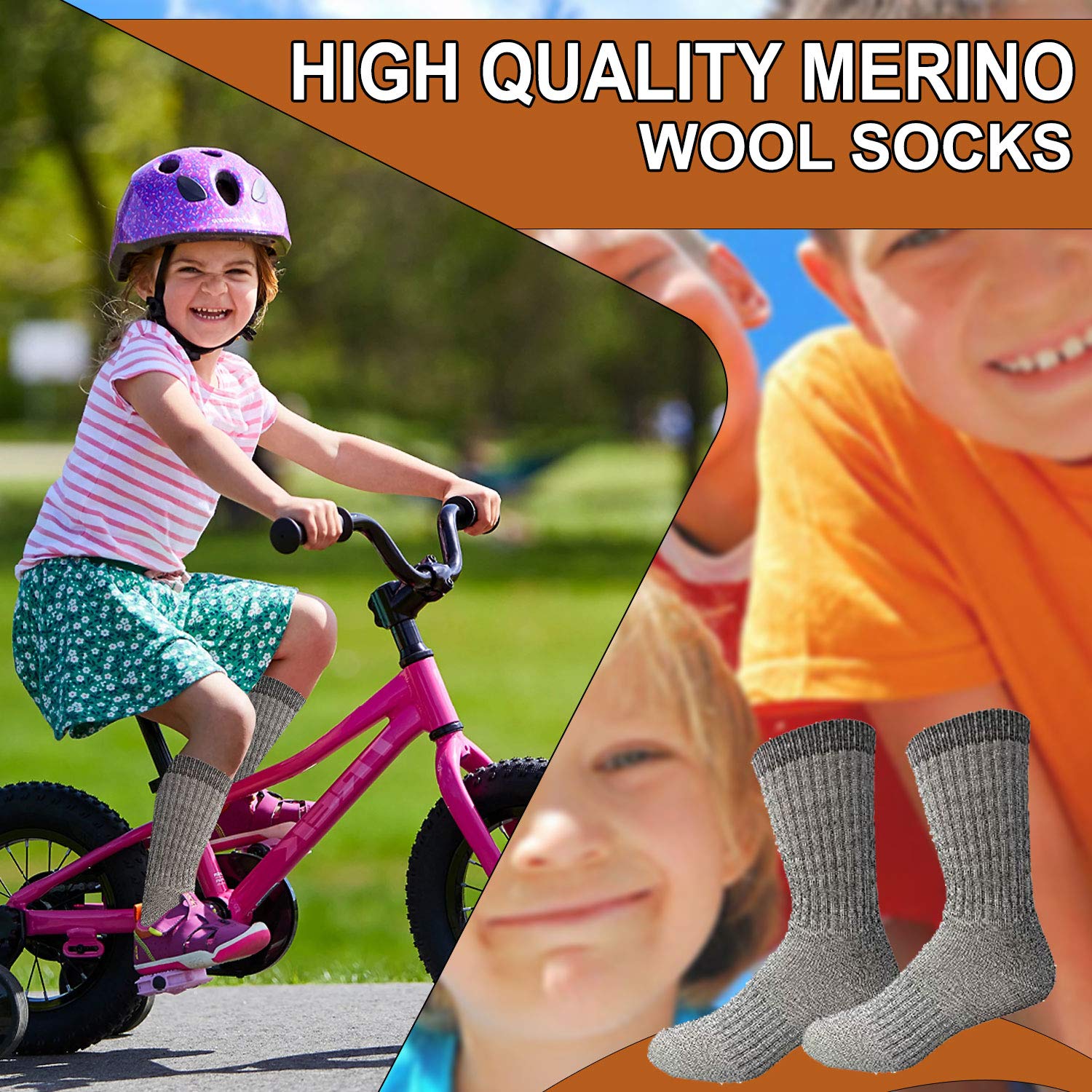 Yacht & Smith Calcetines térmicos de lana merino al por mayor, para hombre, mujer y niño, Niños/Negro, L