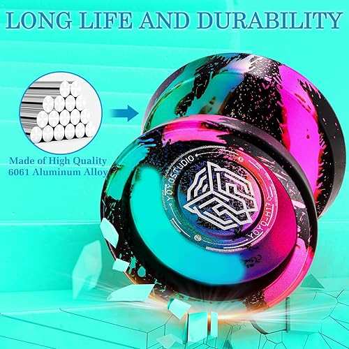 Miniatura 5 de YOYOSTUDIO H17 Trick Yoyo Yoyo profesional de metal para niños de 8 a 12 años Yo Yo sensible para niños y adultos con kits de rodamientos de Yoyos