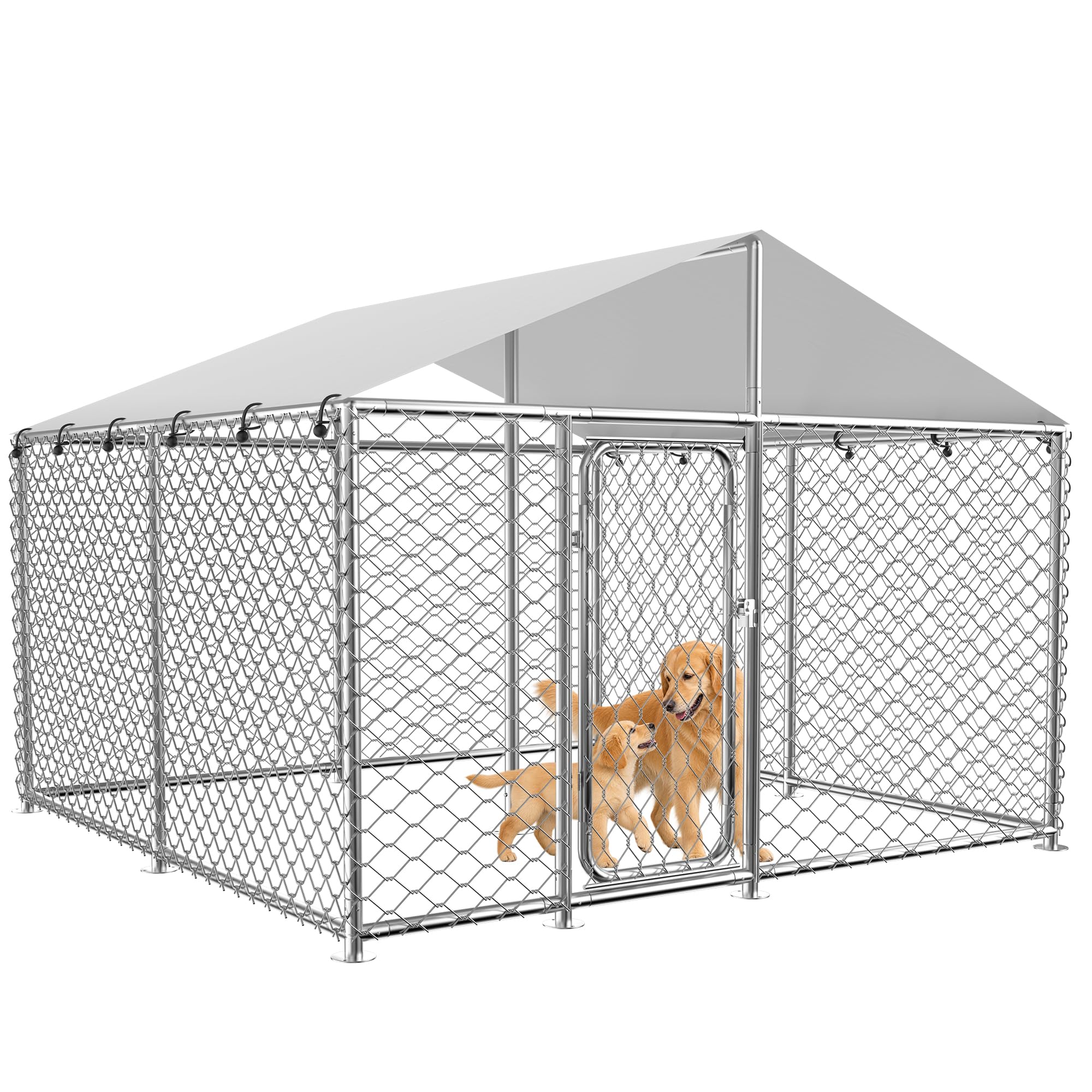 7.75 x 7.75 FT Large Outdoor Dog Kennel, Heavy Duty Dog Enclosure