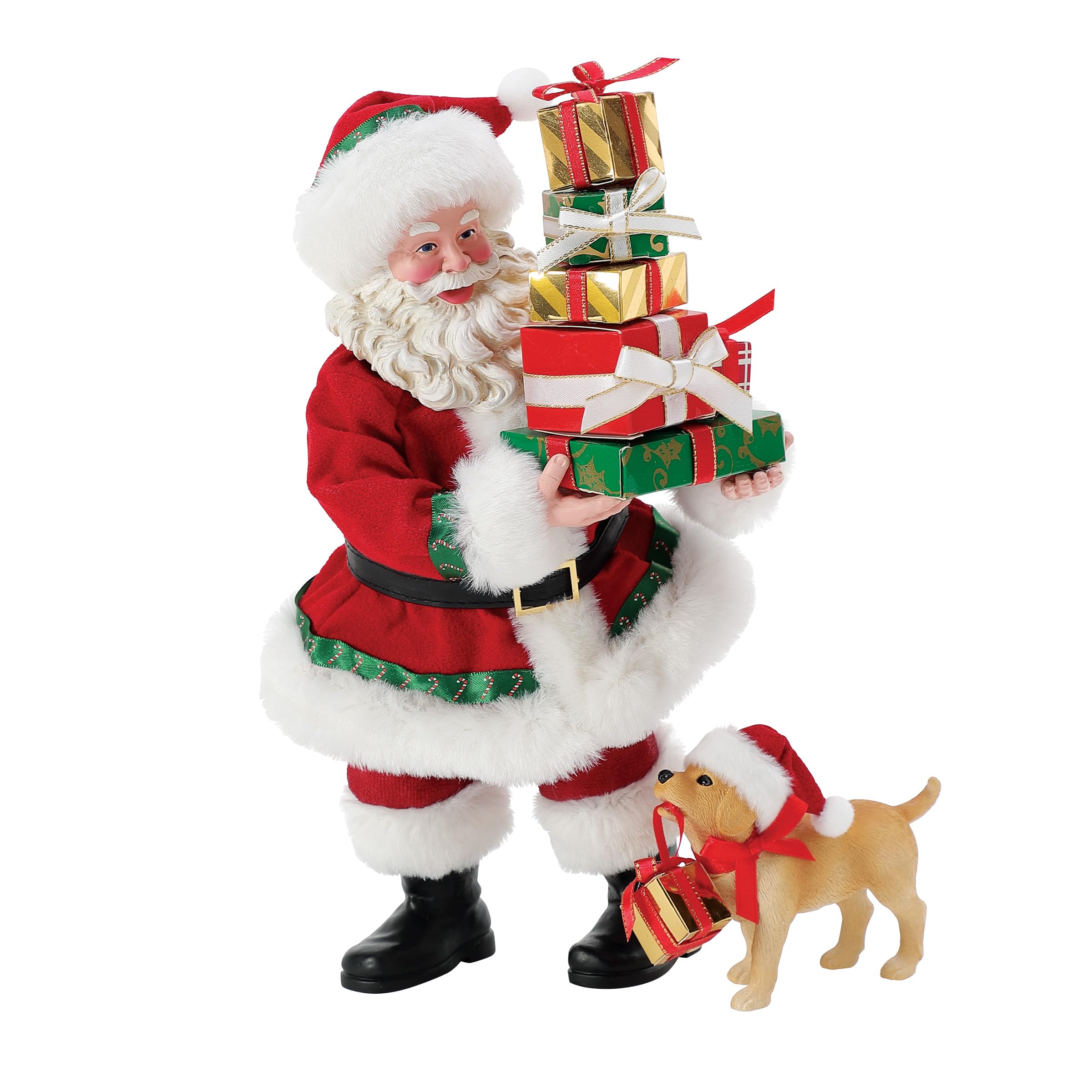 Department 56 Possible Dreams Santa and his Pets Furry Helper Figurine Set, 10.5 Inch, Multicolor