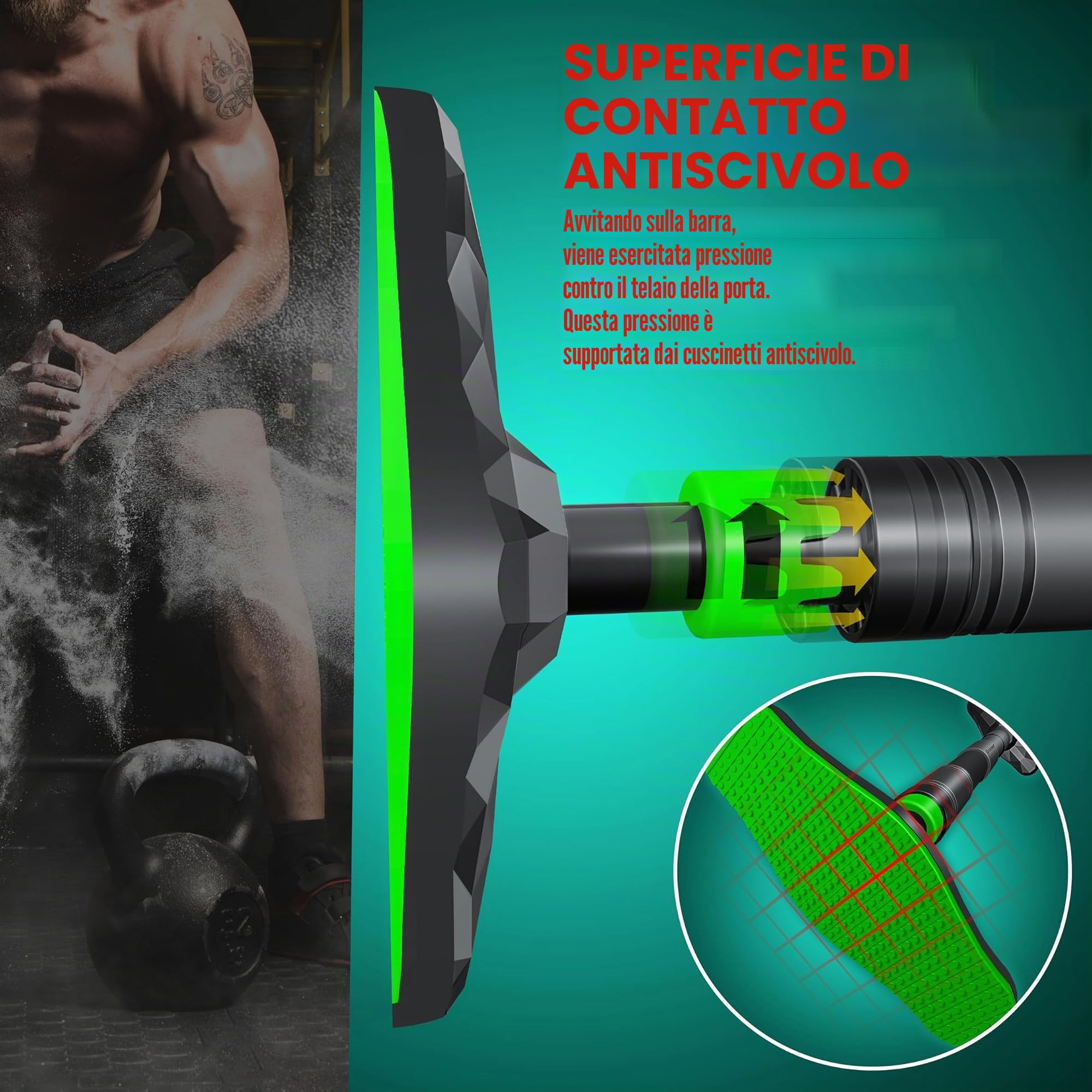 KESSER® Barra per trazioni regolabile, telaio porta allungabile 68-106 cm, 300 kg, maniglie antiscivolo
