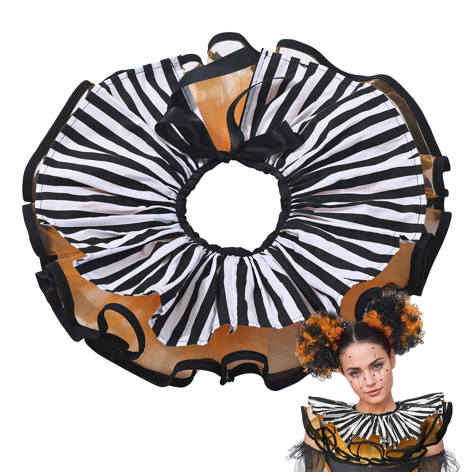 UniqKaliber Layered Clown Collar,Tulle Ruffled Fake Collar Layered Mesh Clown for Renaissance Cosplay