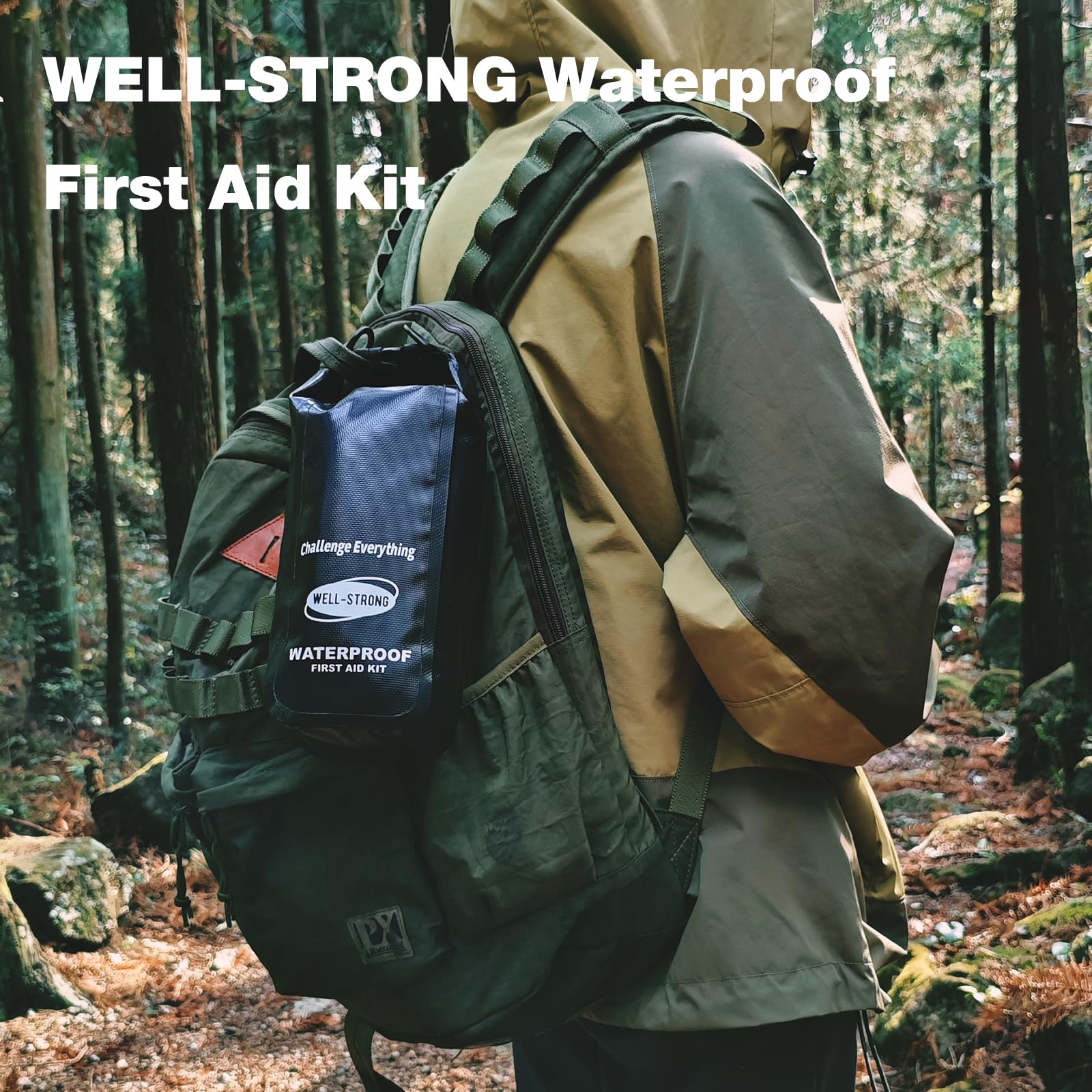 Wasserdichtes Erste-Hilfe-Set Roll-Top-Boot-Notfall-Set mit wasserdichtem Inhalt für Angeln, Kajakfahren, Bootfahren, Schwimmen, Camping, Rafting, Strand, Schwarz