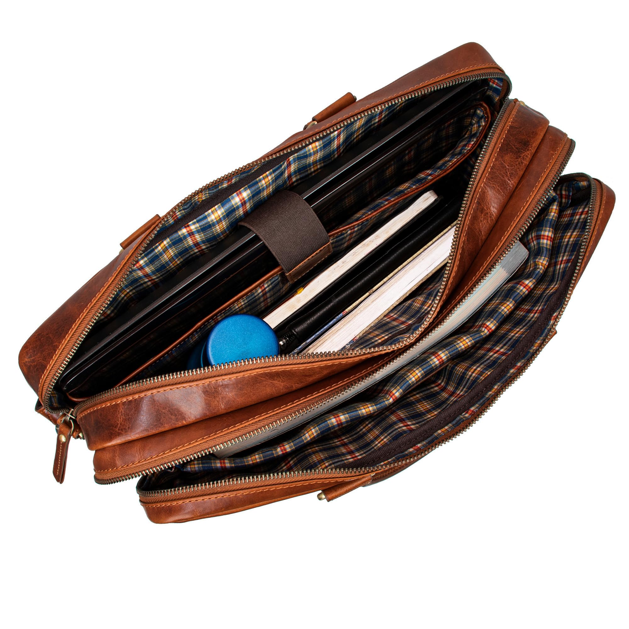 Marc Peter Laptoptasche Dallas I Leder Umhängetasche für 15.6 zoll Laptop I Aktentasche für Notebook I Tasche für Damen und Herren Buffleder