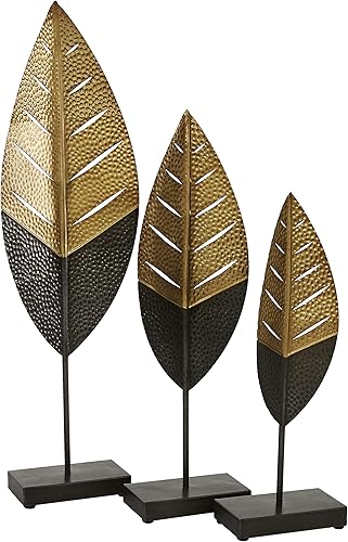 Miniatura 2 de Deco 79 Escultura decorativa de hoja de metal para decoración del hogar, juego de 3 figuras decorativas de 17 pulgadas, 19 pulgadas, 26 pulgadas de