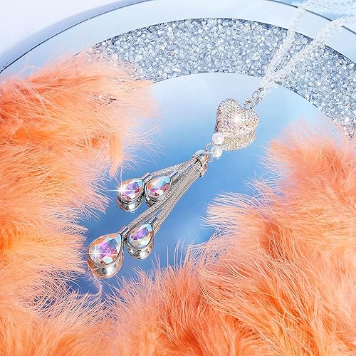 Miniatura 3 de Accesorios de automóvil con diamantes de corazón brillantes, dijes de cristal para espejo retrovisor de automóvil, decoración del día de San