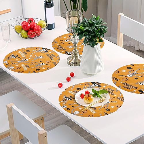 Miniatura 6 de Cute Dancing Skeletons Table Placemats, Non Slip Winter Placemats Washable for Kitchen Table one sizex4