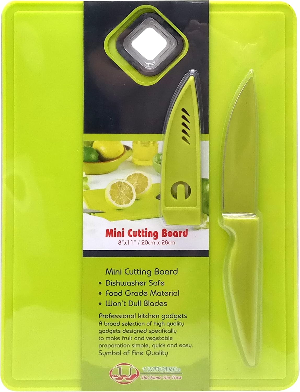 Uniware 15304 Tabla de cortar de barra de 11 x 8 pulgadas con cuchillo de pelar