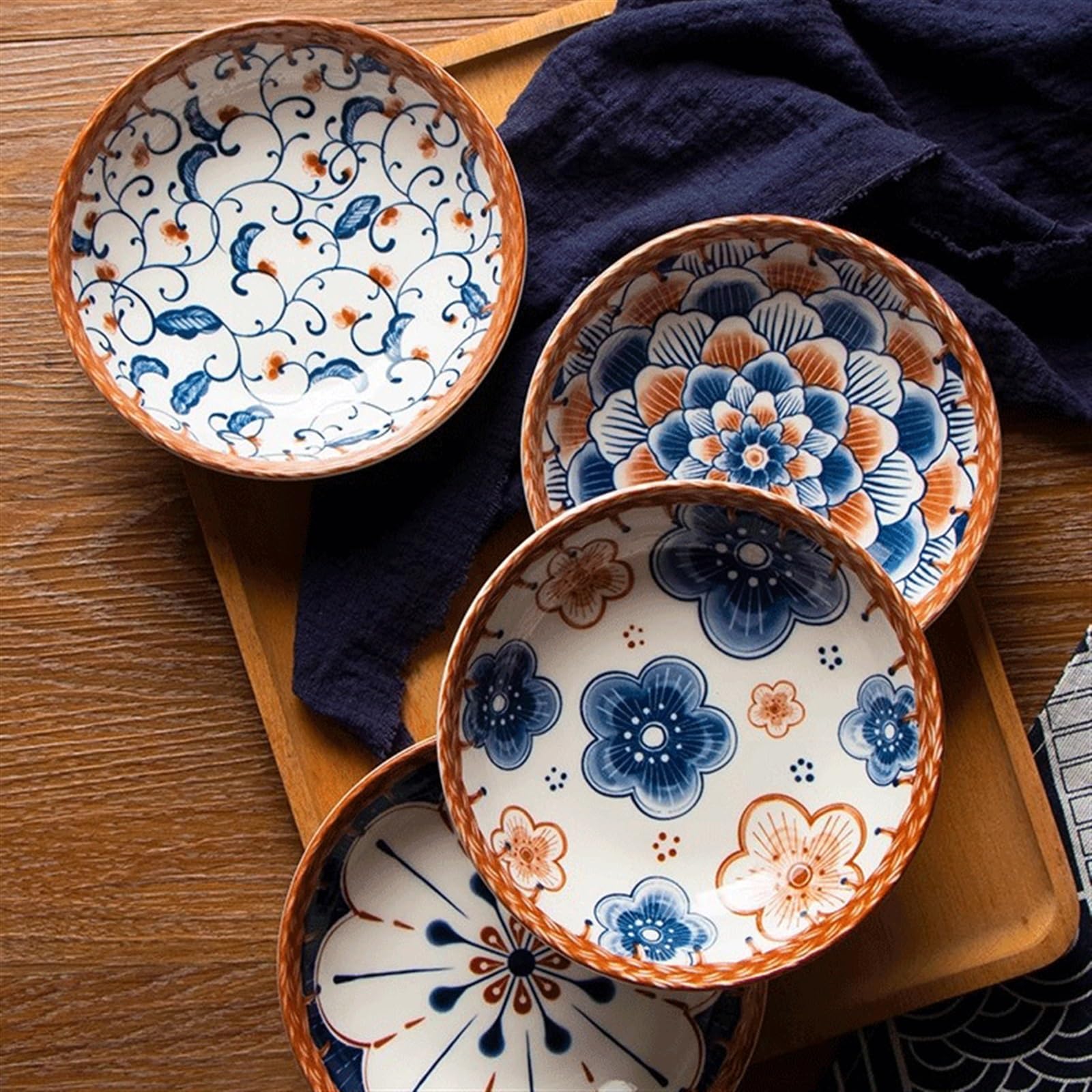 Couverts en céramique, bol à salade, bols à tremper en céramique de style japonais, plats d'assaisonnement, assiettes à collation, applicabilité aux sushis, à la sauce soja, aux desserts, aux fruits