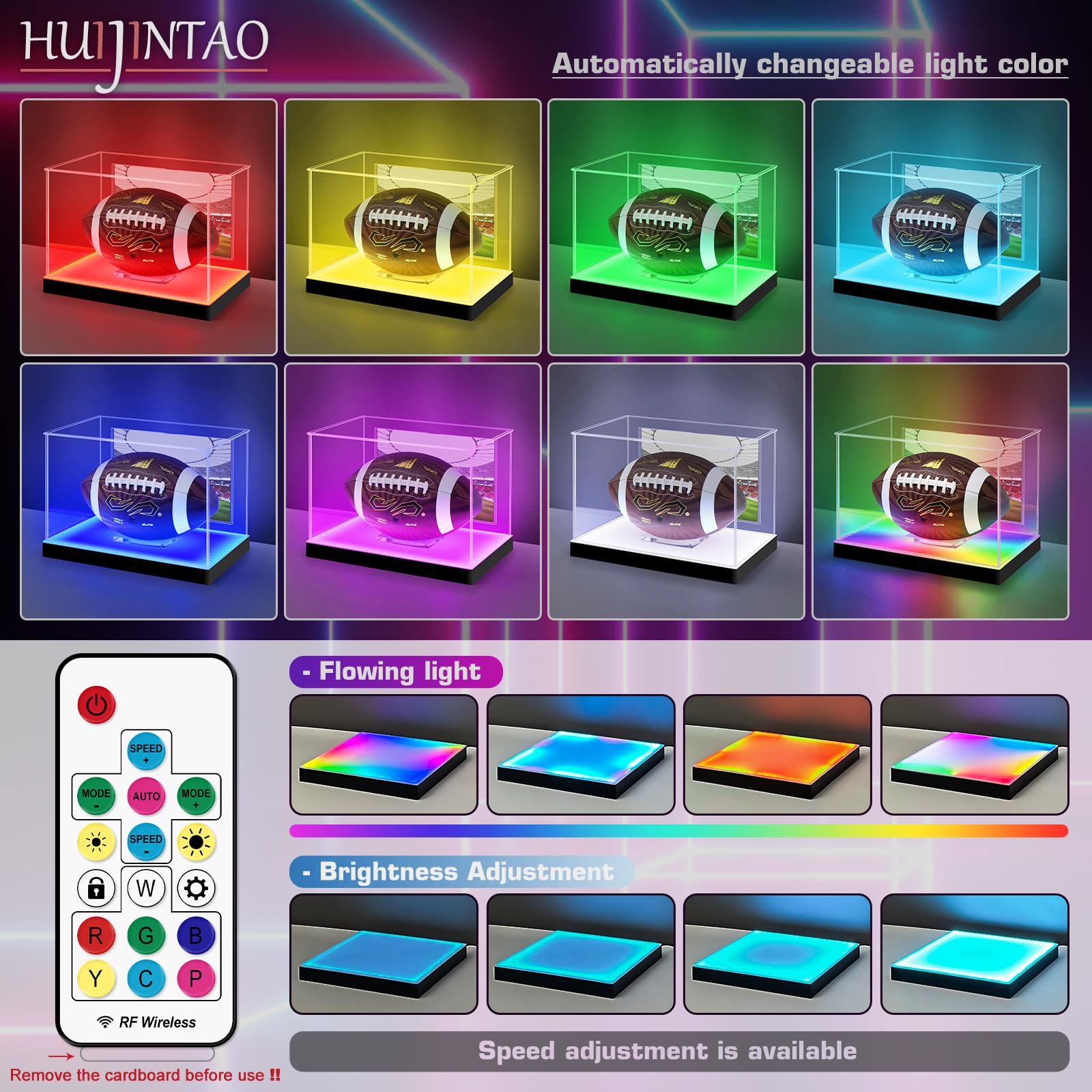 Football Display Case with RGBW LED Light - Image 2