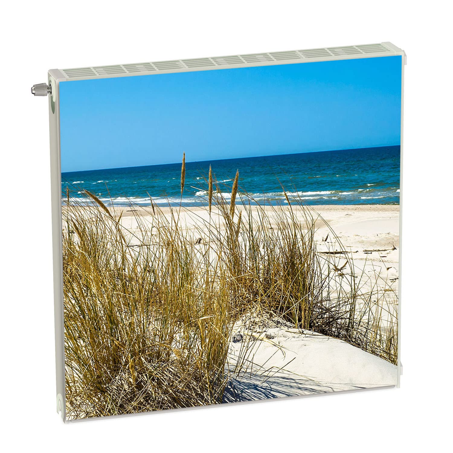 Magnet Heizkörperverkleidung Heizkörperabdeckung Blau Strand 60x60 cm Heizung Abdeckung Verkleidung Magnetische Abdeckmatte Kühlschrank aus Einem Flexiblen Magneten Digitaler Aufdruck