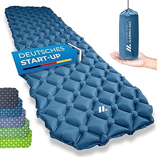 NORDMUT Isomatte Ultraleicht [mit Reparaturset] kleines Packmaß - Aufblasbare Luftmatratze Camping - Camping Matratze Wetterfest für Outdoor Zelt & Festivals - Blau