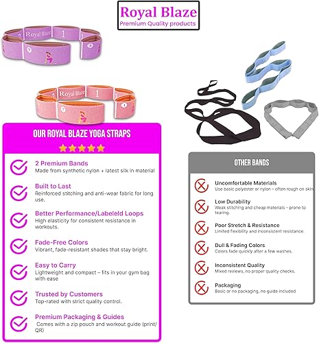 Miniatura 3 de 2 PCS Stretch Bands For Kids and Adults  Yoga Straps for Stretching with Multi- Loop  Workout Guide  Video For Exercise, Elastic Stretch Strap