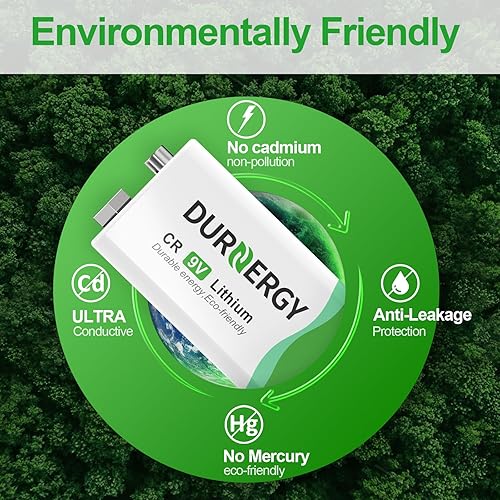 Miniatura 7 de DURNERGY 9 Volt Batteries 2 Pack, Lithium 9v Battery, Lithium Smoke Detector Battery