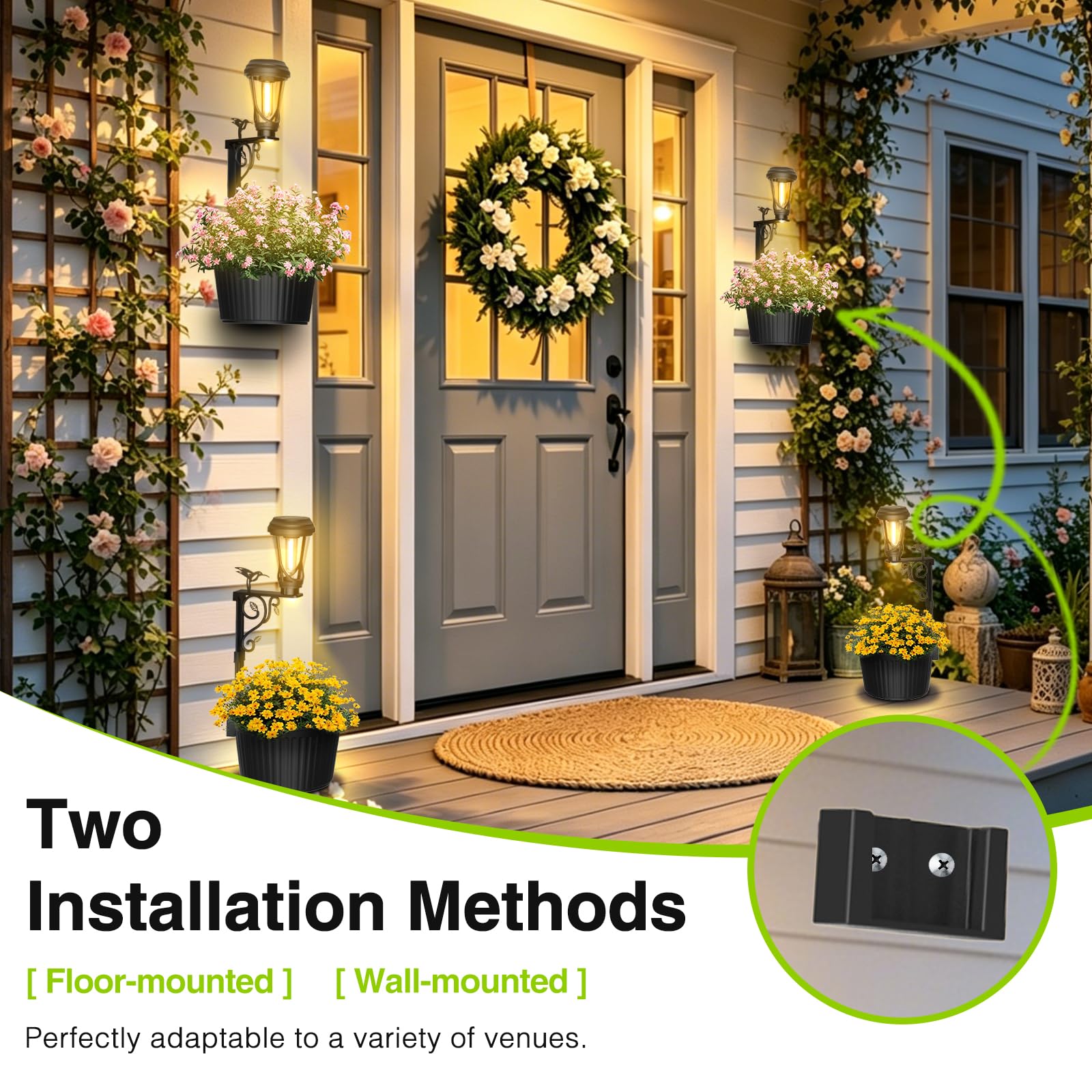 Solarleuchten für Außen mit Blumentopf, 2 Stück Solar Stehlampe, Warmweiß, für Garten
