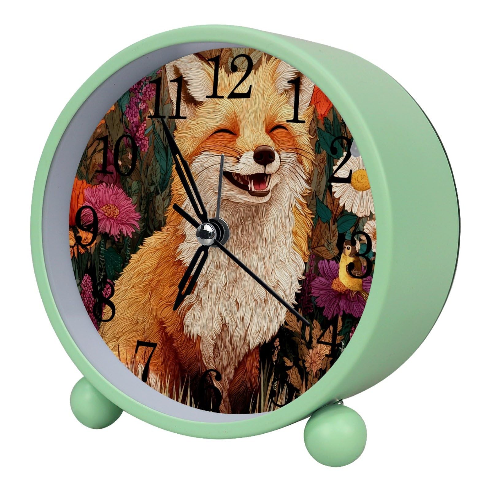 etoenbrc Fox 10.9" Alarm Clock,Small Battery Operated Clock, Slient Plastic Table Clock for Living Room Decor,Bedroom,Office