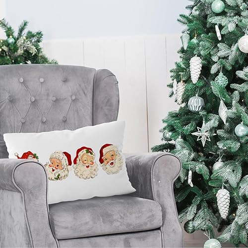 Miniatura 4 de Geqtt Fundas de almohada de Navidad de 12 x 20 pulgadas, fundas de almohada de Papá Noel de Navidad, decoración del hogar de Navidad