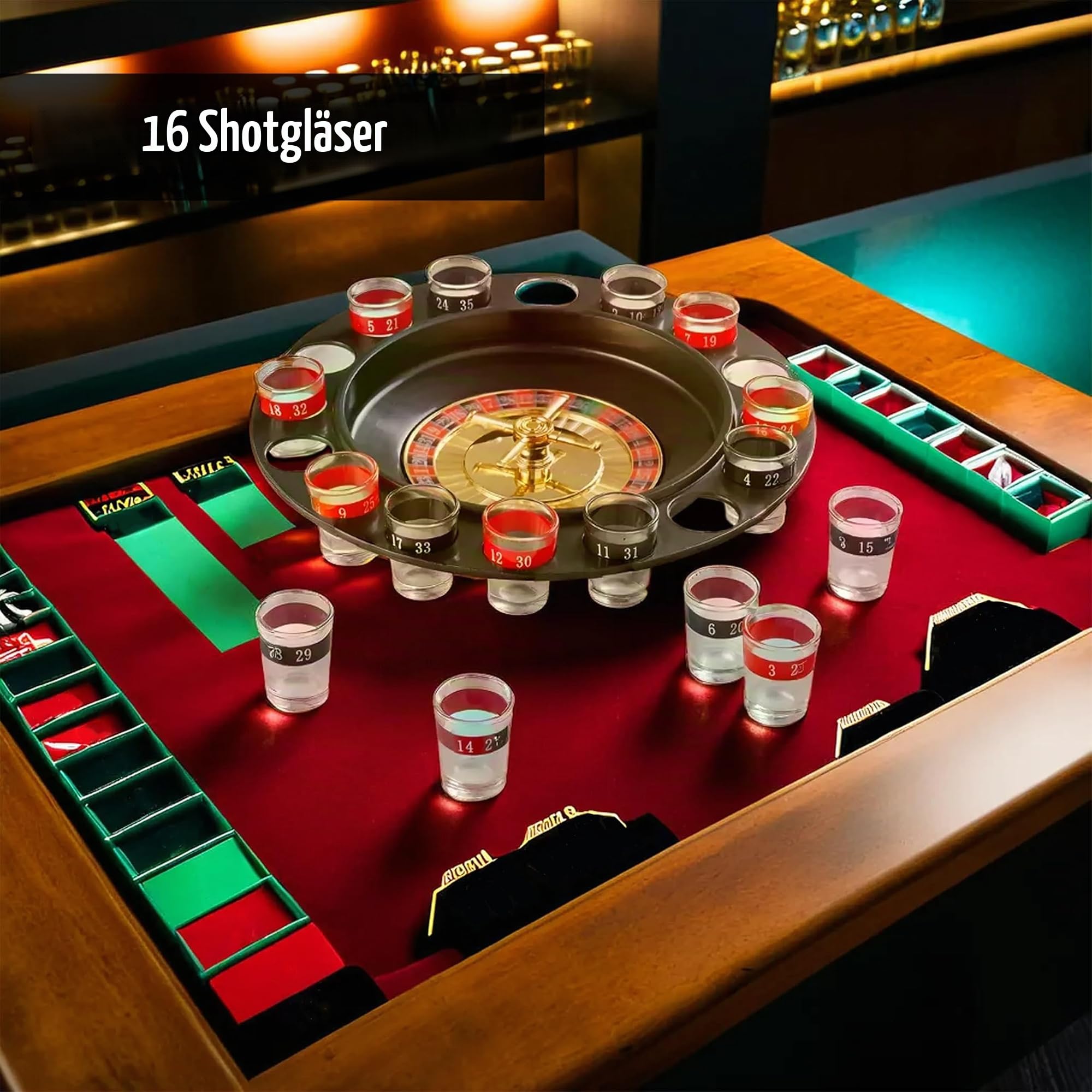 Premier Housewares Trinkspiel, Roulette, 16 Schnapsgläser