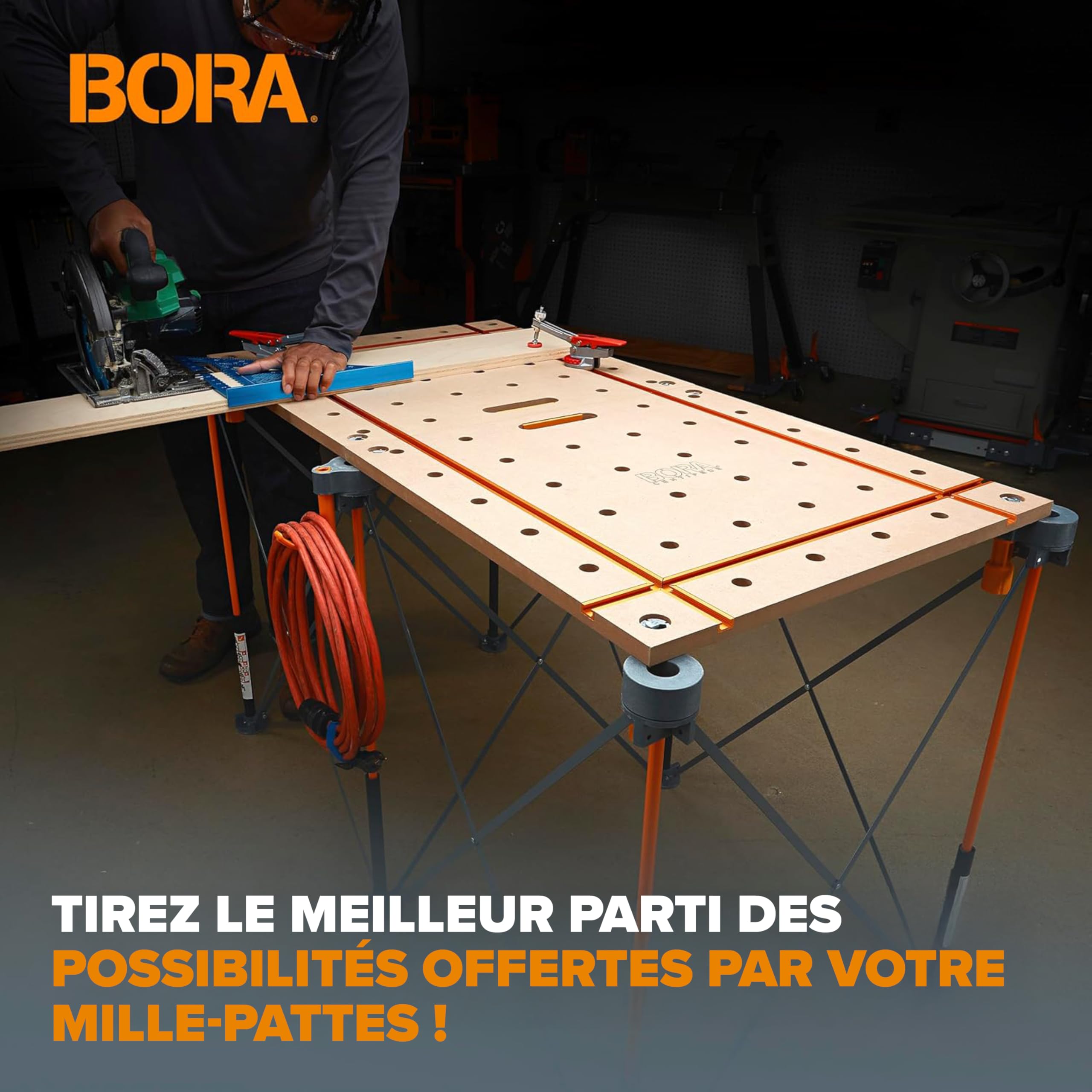 BORA Centipede Table avec Trous en T 20 mm