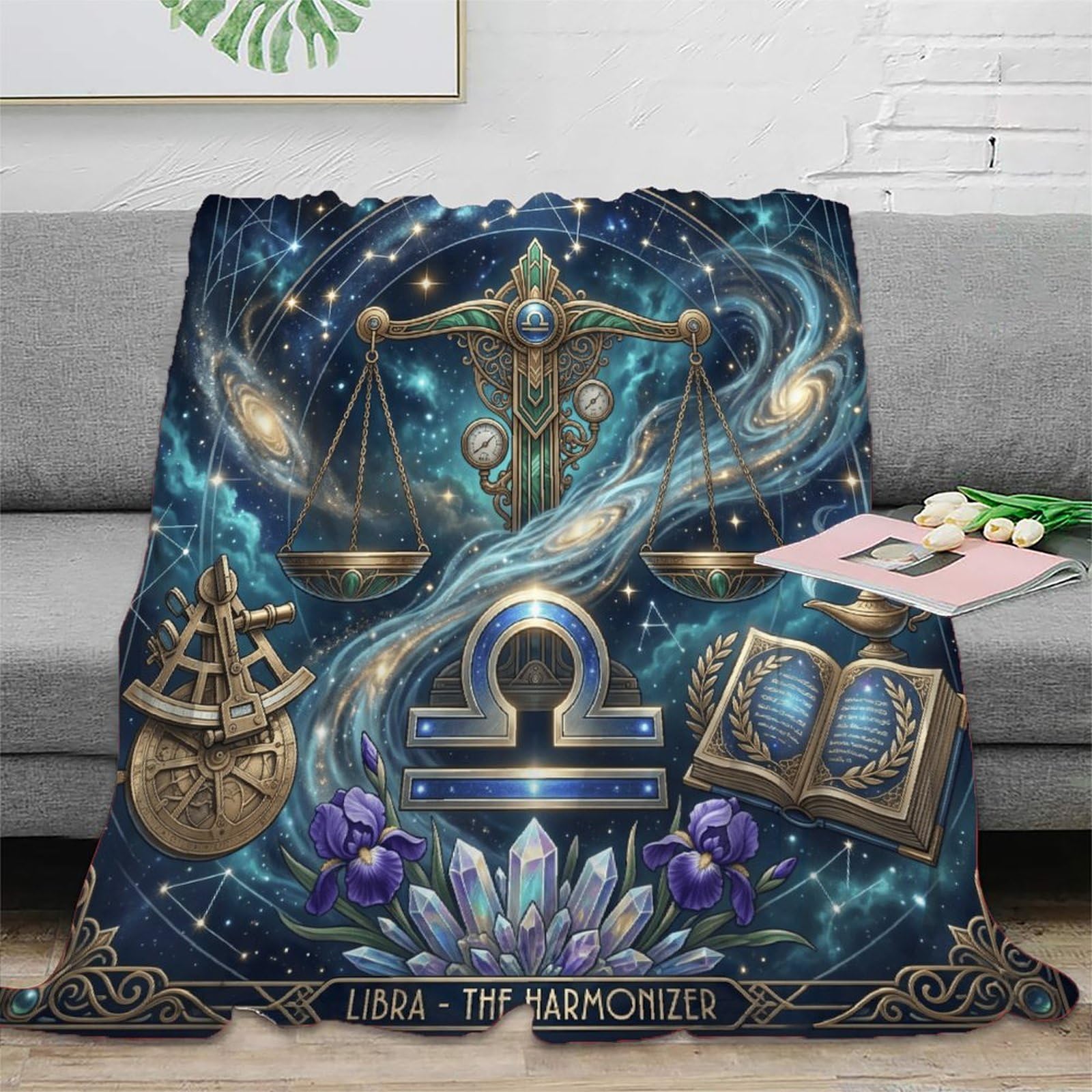 W7C8U2X3 Zodiac Libra Celestial for Soft Throw Blanket, Bedroom Sofa Couch