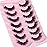 JIMIRE Faux Mink Lashes Fluffy Cat Eye Natural False Eyelashes Volume Wispy Fox Eye Crossed 17MM Thick Fake Lashes Look Like Eyelash Extensions Pestaas 7 Pairs Pack