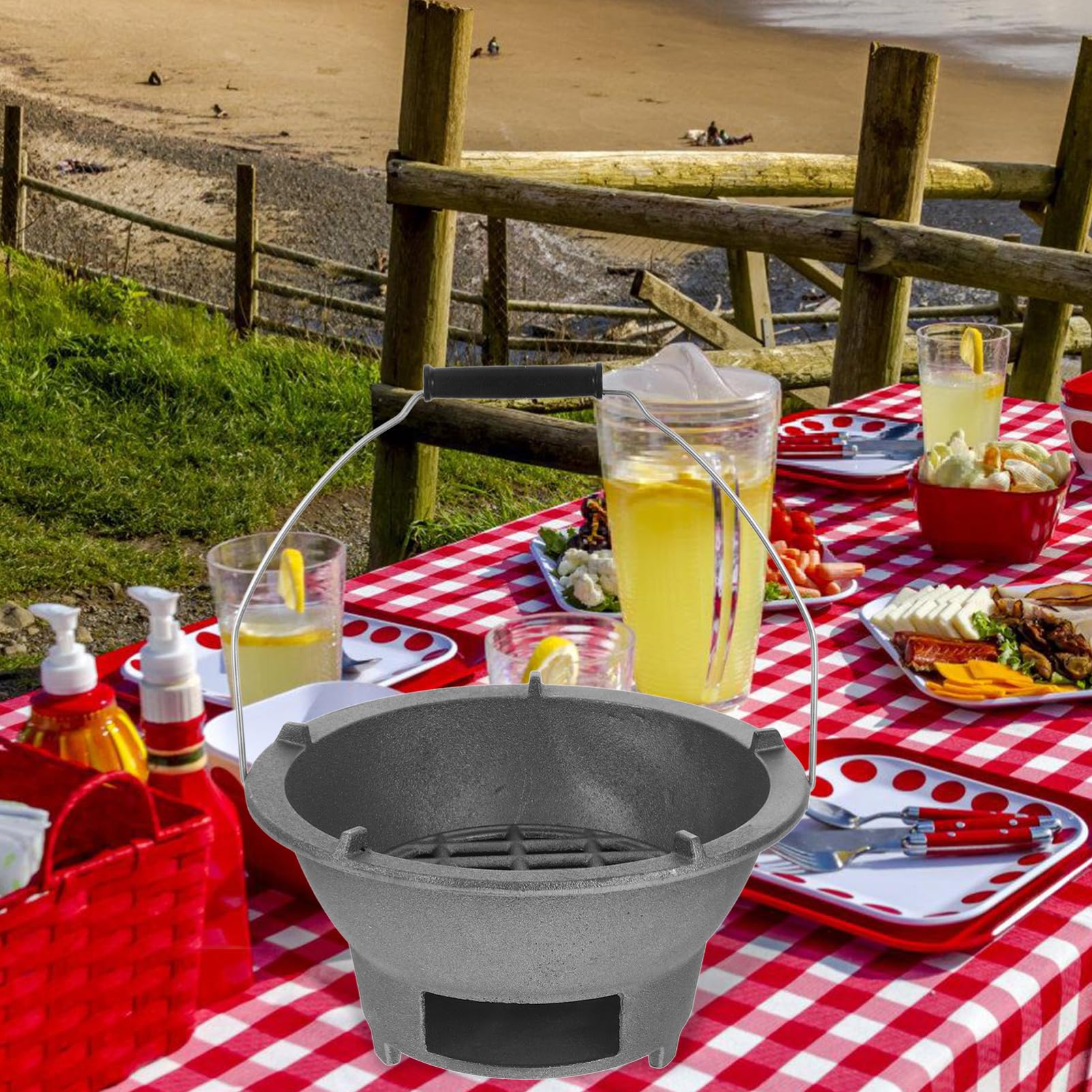 Mipcase Ghisa per Barbecue Stufa Portatile per Interni ed Esterni Piccola da Campeggio Piastra per Fornello Gas