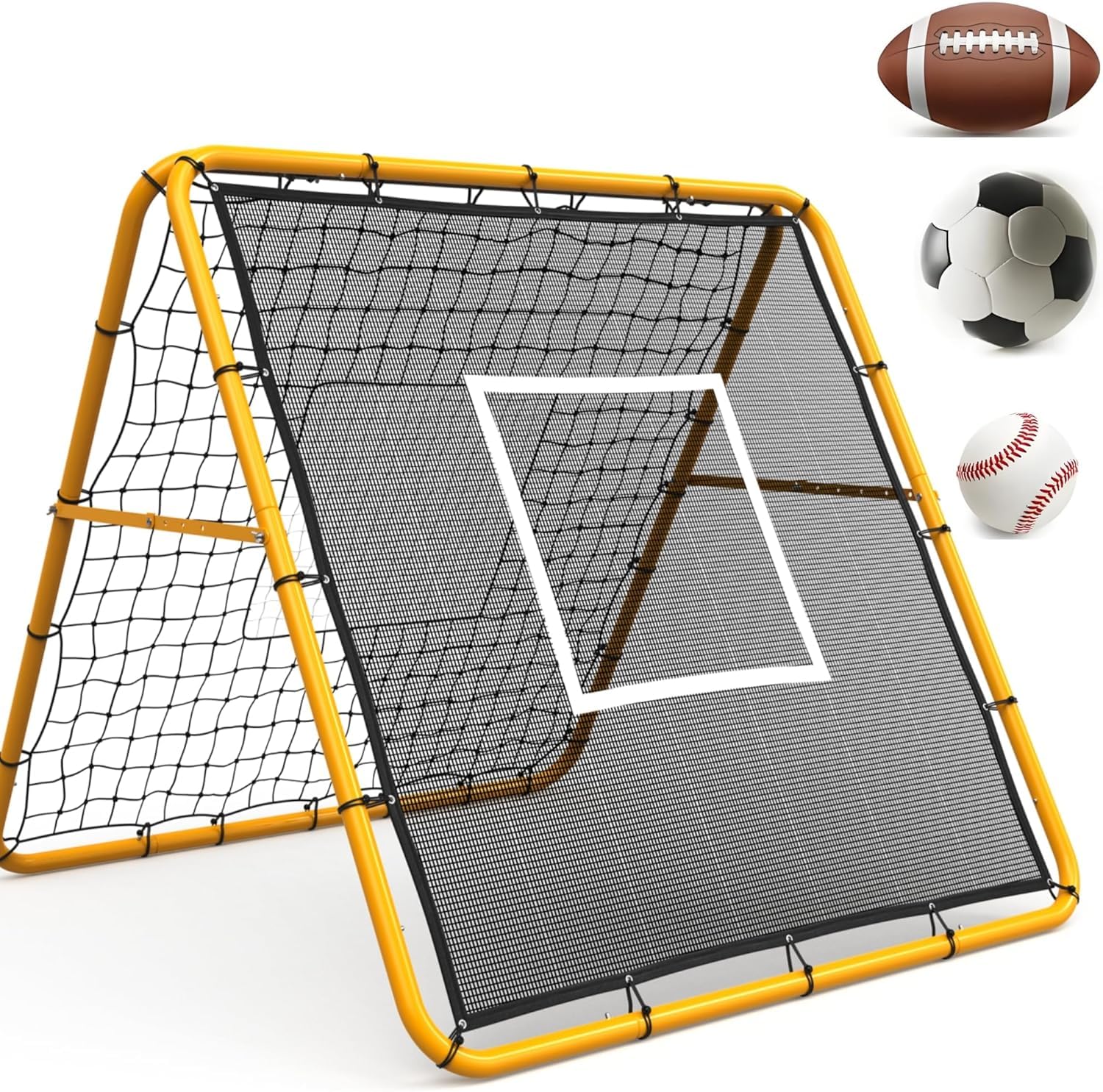 120 X 120 cm Verstellbares Rebounder-Netz Für Fußball, Baseball Und Softball – Multisport-Rückentrainingsnetz Zum Üben Von Pässen, Würfen Und Kontrollübungen, Einfacher Aufbau Für Garten Oder Feld