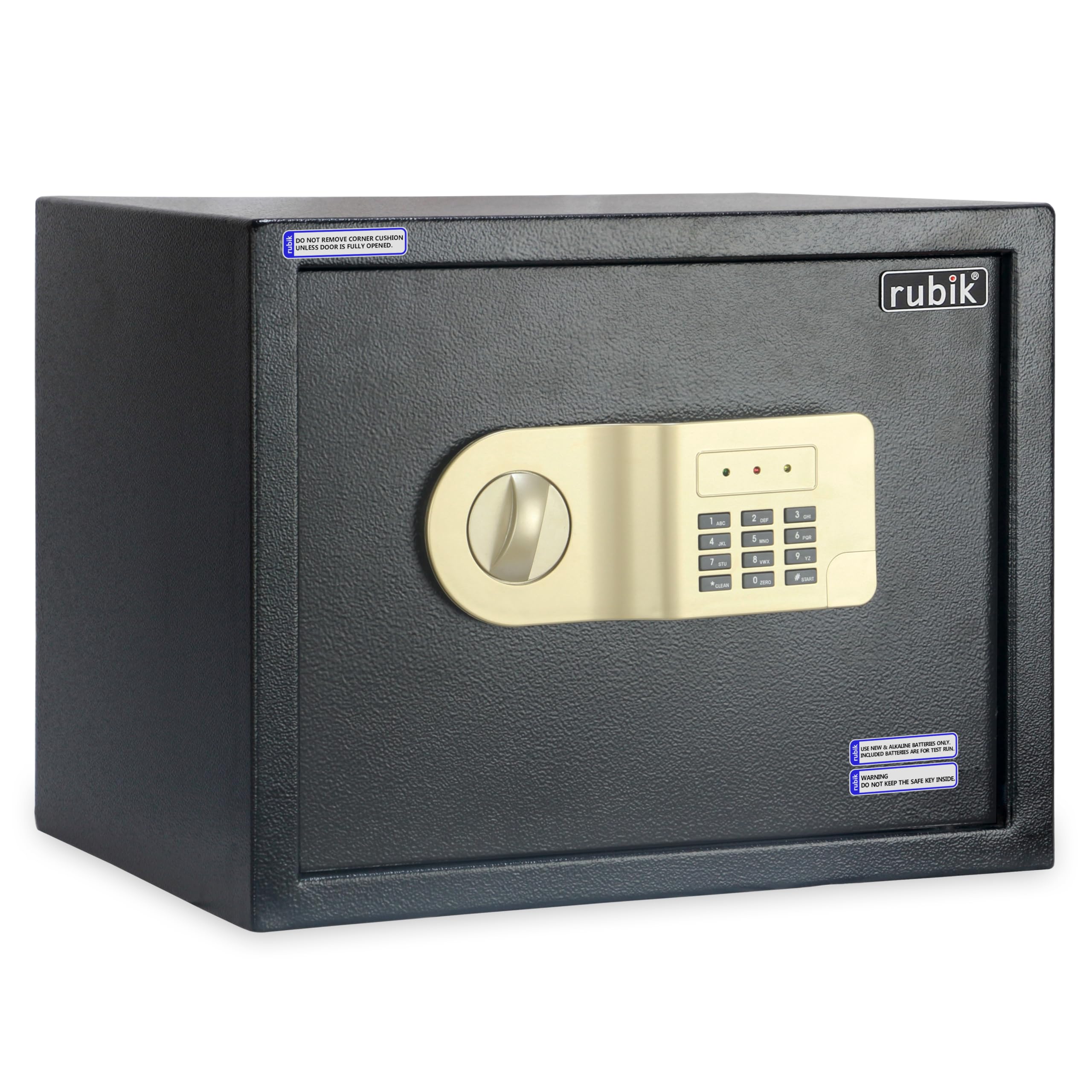 Rubik Large Safe Box A4 Documents Size for Home Office with Key and Pin Code Keypad for Cash Documents Jewelry Passports RB30AJ (30x38x30cm) Black