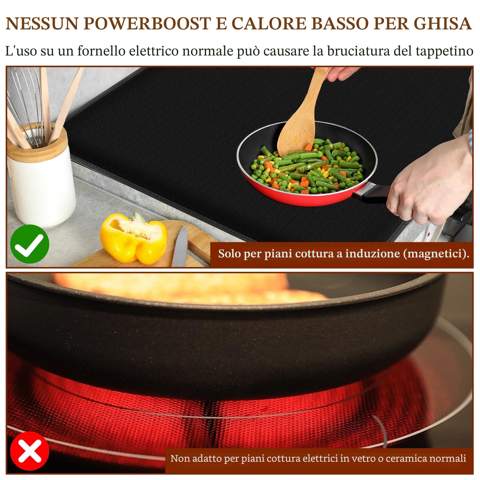 OMJMYY 52x60cm Protezione Piano Induzione dai graffi,Copri Piano Induzione,fino a 300°C Tappetino Piano Induzione, Antiscivolo e Facile da pulire,Nero