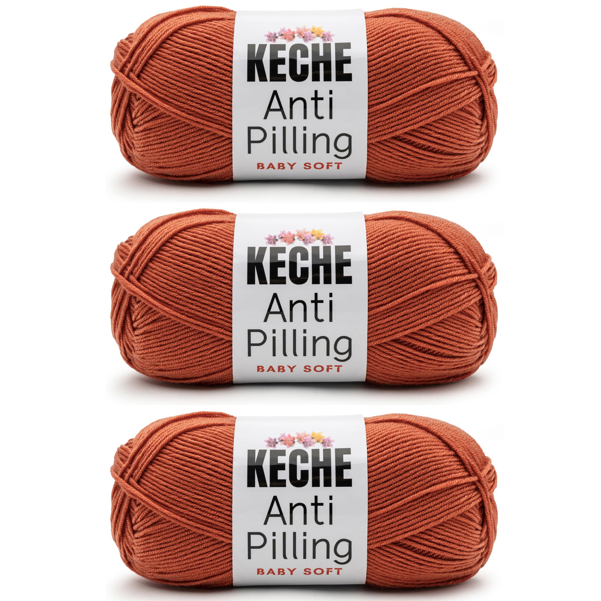 Soft DailyKnit DK Yarn, 100% Anti-Pilling Acrylic for Knitting Crocheting, Light Weight #3 (3.52 oz / 274 Yds) 1 Skein - Red — view 66