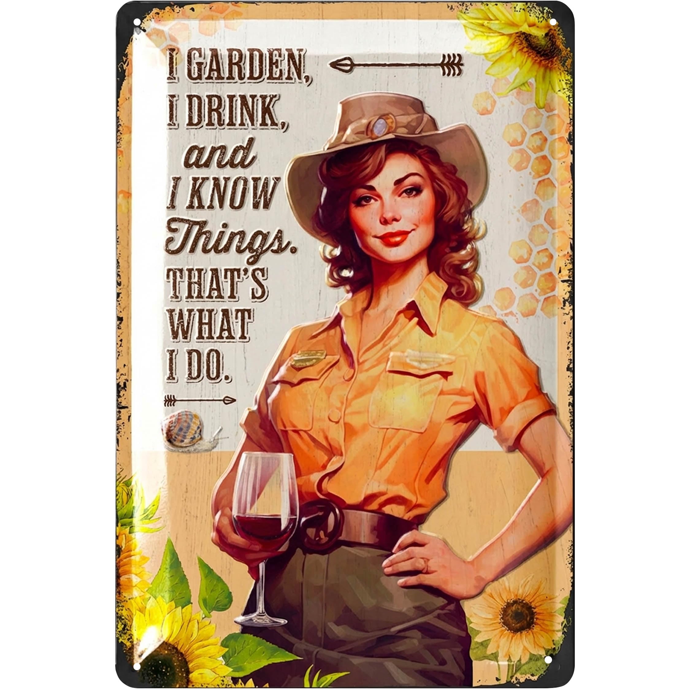 LANOLU Vintage Tin Sign Garden I KNOW THINGS, Farmhouse Metal Signs, Funny Garden Signs, Gardening Decorative Signage, Garden Plaque Decorative Outdoor Metal Signs for Outside Wall, Porch, Patio 12x8"