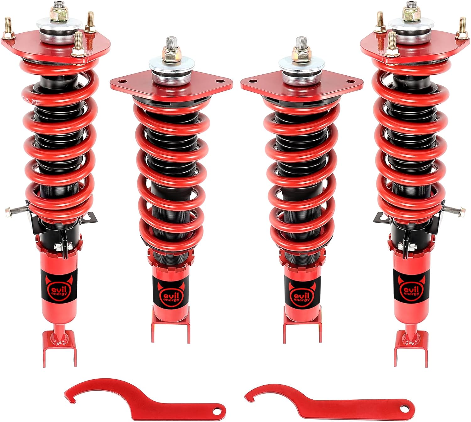 EVIL ENERGY Coilovers Compatible for Nissan 350Z 2003-2008 (Z33), for Nissan Skyline 2003-2007 (V35), for Infiniti G35 2003-2007, Height Adjustable Coilovers Lowering Kit, Red