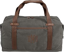 Custom Canvas Duffel Bag for Men Women - Add Your Monogram - Personalized Weekender Bag for Gym, Overnight, Travel