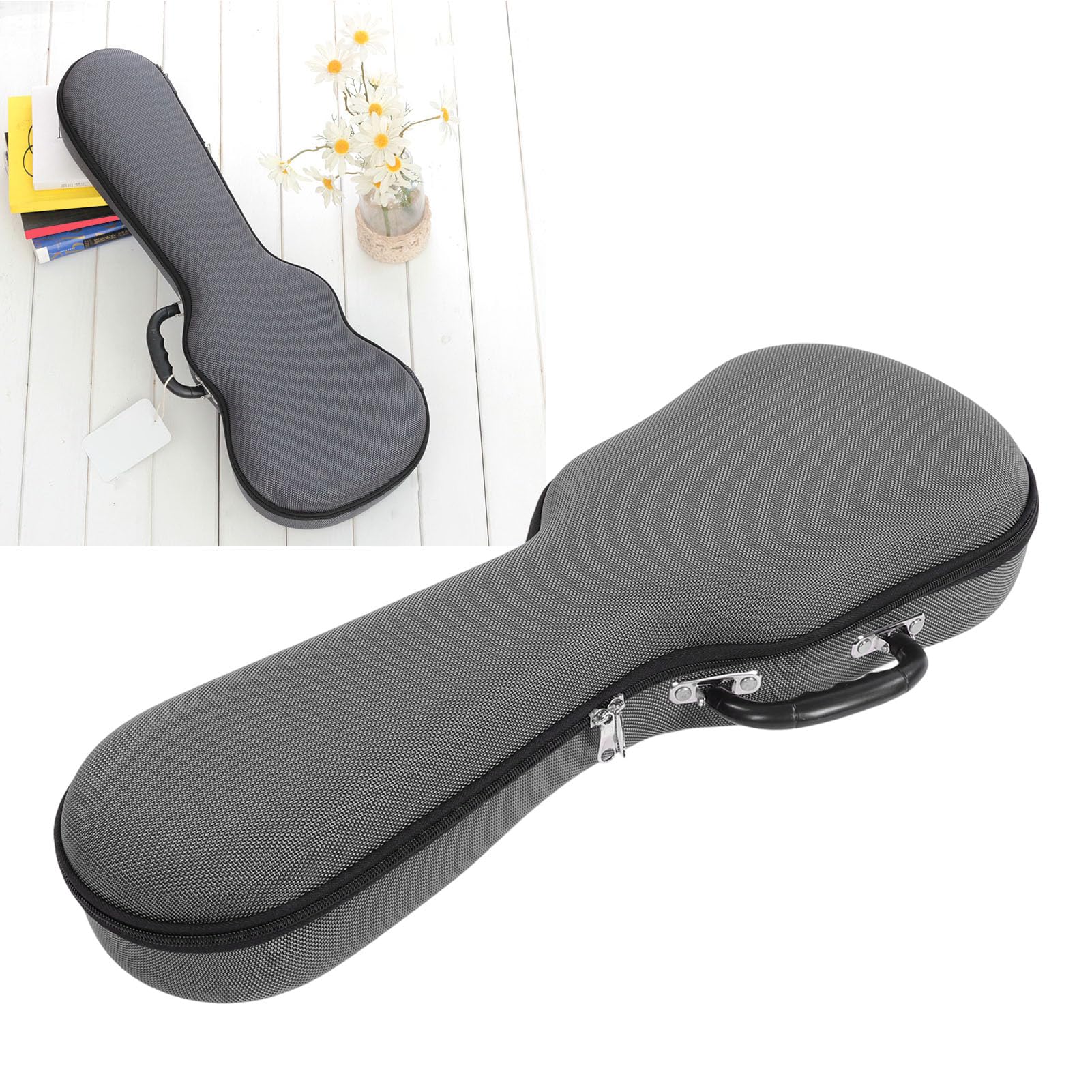 Socobeta Wodoodporna Torba na Gitarę 21 Cali Pluszowe Wnętrze Ergonomiczne Opcje Przenoszenia Gitar Akustycznych w Podróży (Szary)